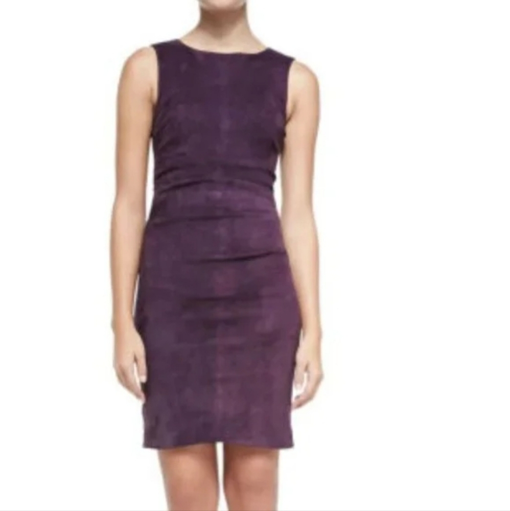 Nicole MIller Artelier Size Small Sleeveless Suede Combo Sheath Dress